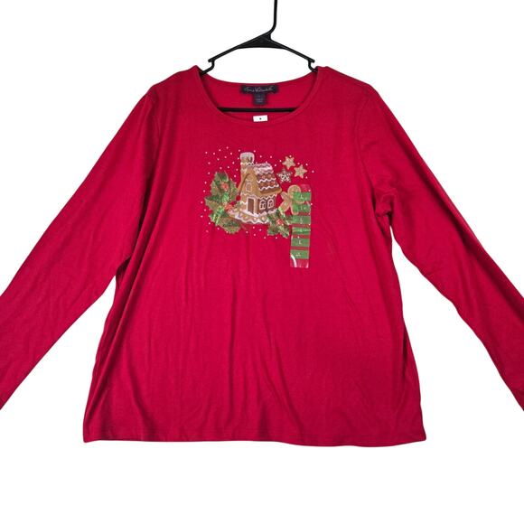 Gloria Vanderbilt Tops - Gloria Vanderbilt Christmas Holiday Shirt Longsleeve Top Womens large 0674
